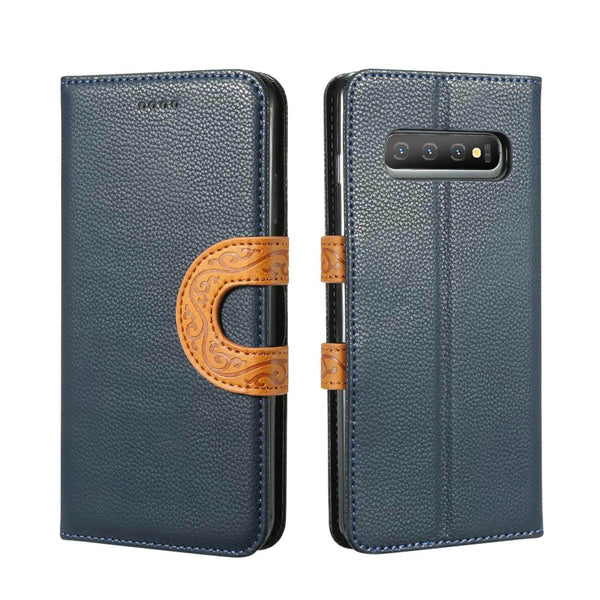 Samsung Galaxy S10 Leather Wallet Case with Tribal Strap - Gorilla Gadgets
