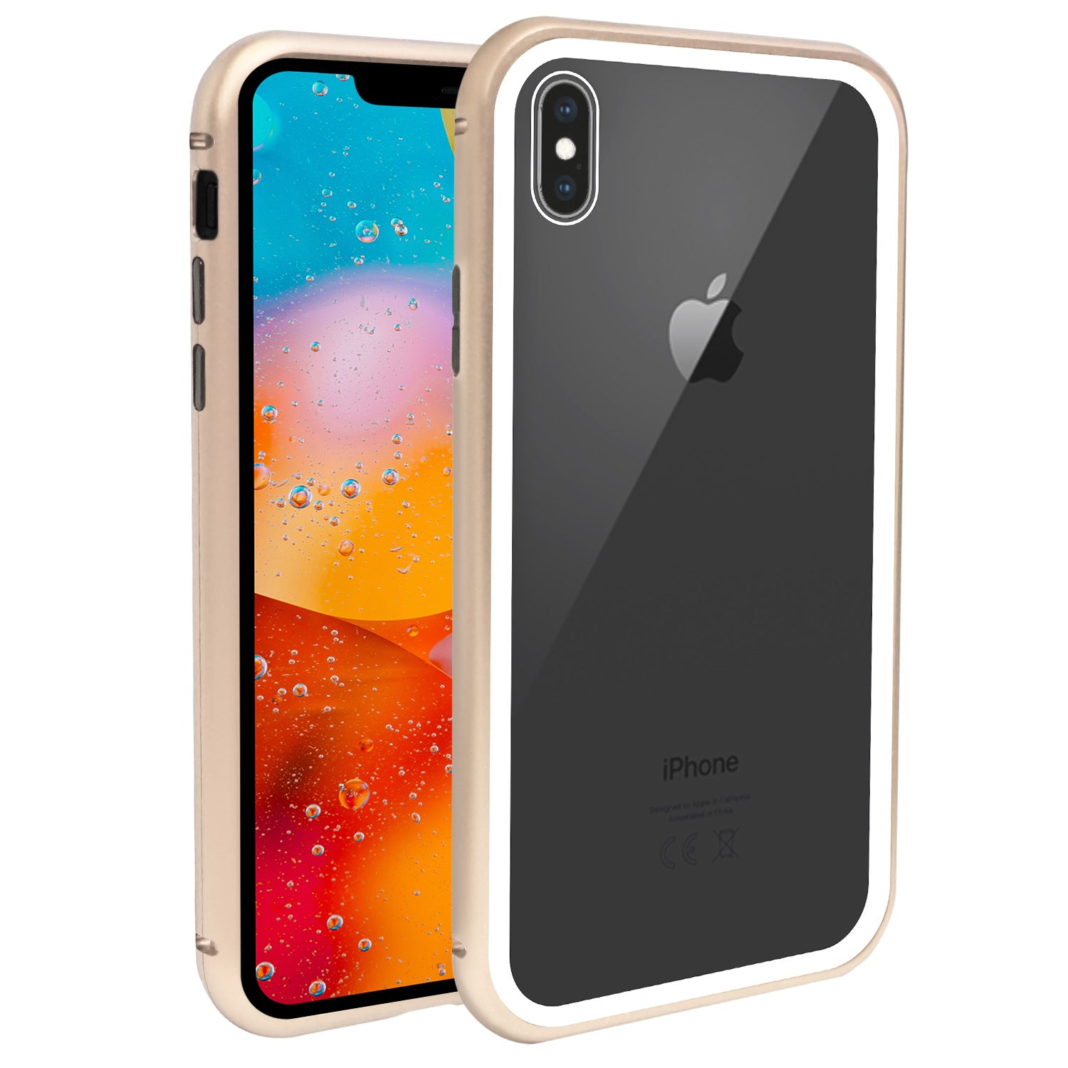 flare Mutton Tåler iPhone XS Max Case - Magnetic Frame, Tempered Glass Back