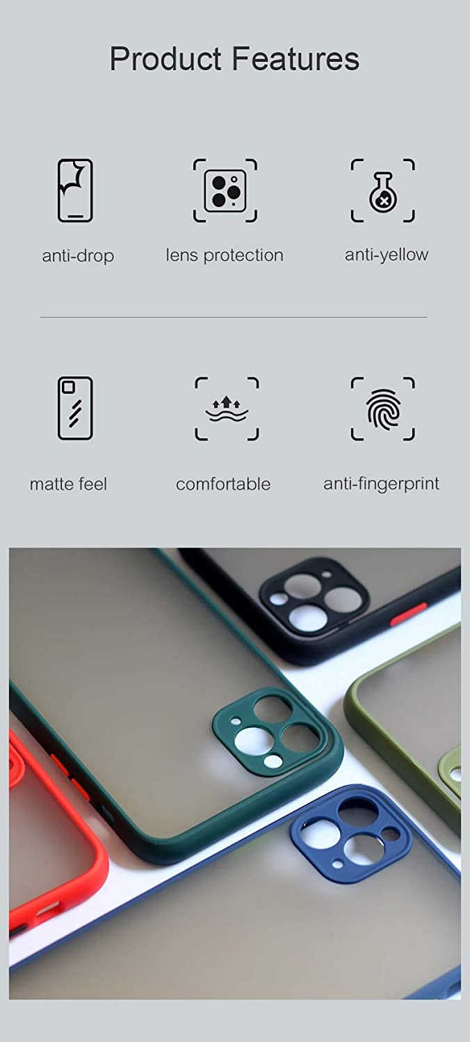 Gorilla Gadgets Slim Fit for iPhone 11 Pro Case, Translucent Matte Case with Soft Edges, Shockproof Protective Case Cover