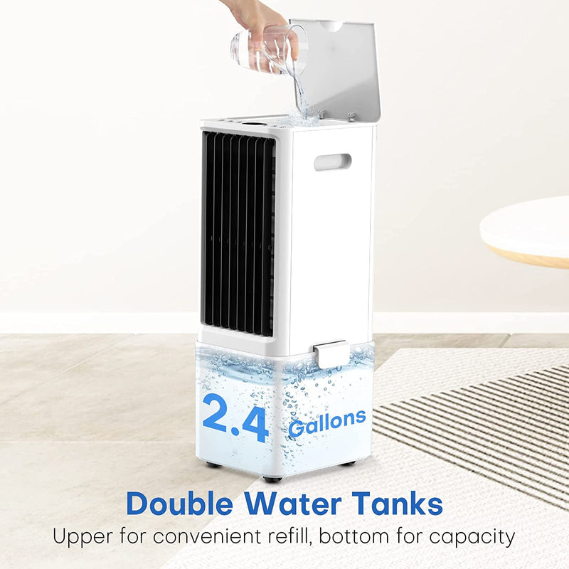 Evaporative Air Cooler, SKYICE 3-IN-1 Bladeless Cooling Fan & Windowless Swamp Cooler , Air Conditioner Portable for Bedroom, Large Room, Office