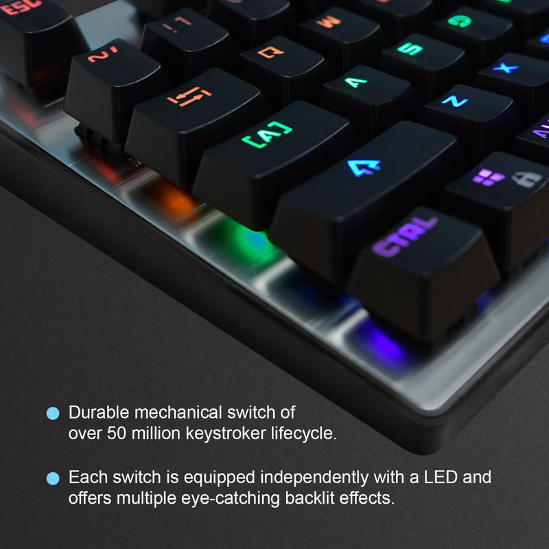 Mechanical Gaming Keyboard - RGB backlight, Clicky, Kailh Blue or Black Switches