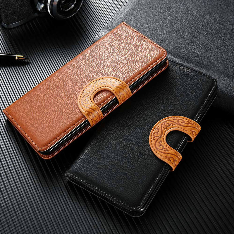 Samsung Galaxy S10 Leather Wallet Case with Tribal Strap - Gorilla Gadgets