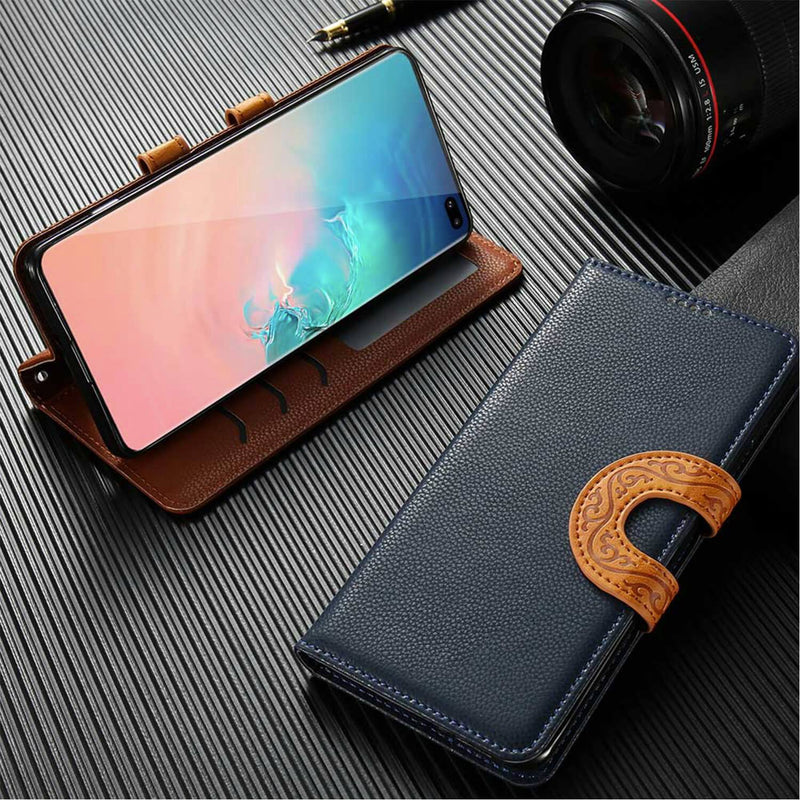 Samsung Galaxy S10 Plus Leather Wallet Case with Tribal Strap - Gorilla Gadgets