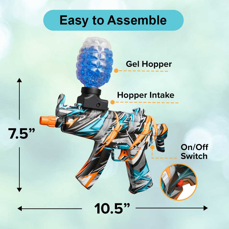 Gel Ball Blaster MP5, 10,000 Gel Balls, Rechargeable Battery, Goggles Included