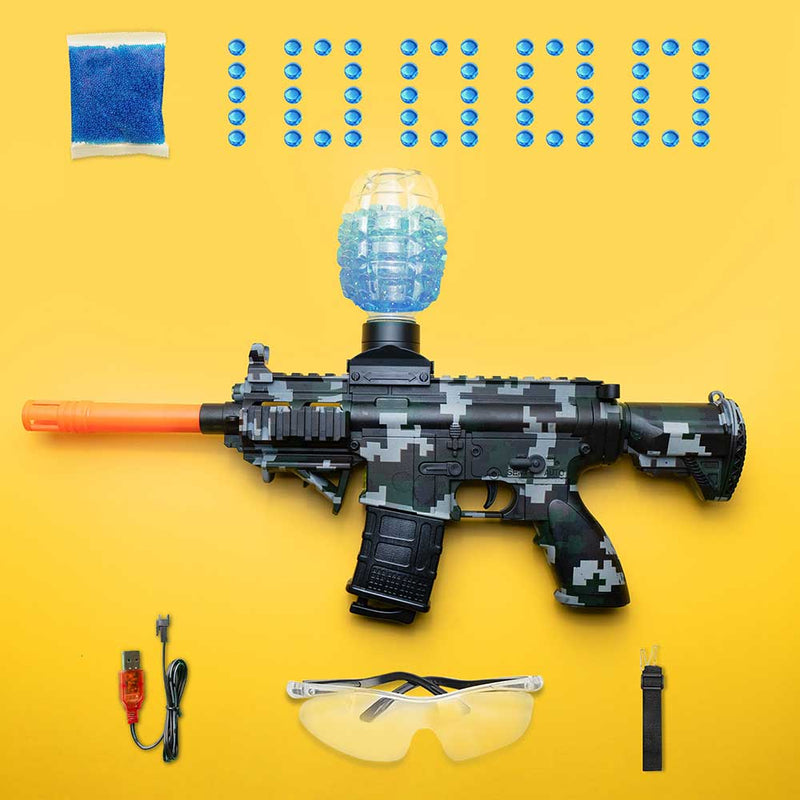 Gel Ball Blaster M416, 10,000 Gel Balls, Rechargeable Battery, Goggles Included