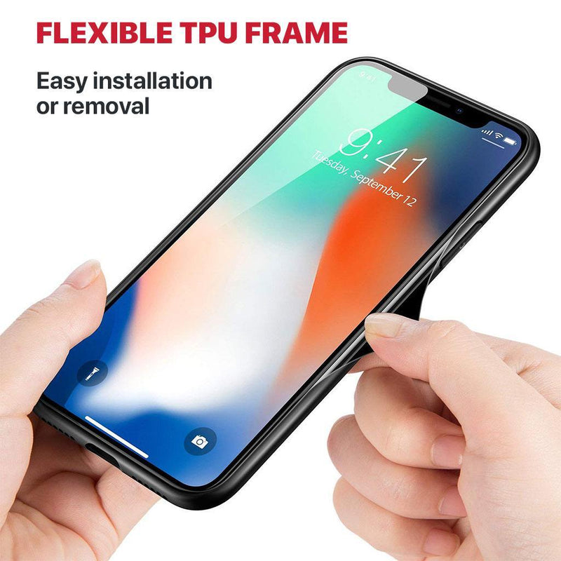 iPhone XR Slim TPU Fashion Case with 9H Tempered Glass Back - Flexible TPU Frame - Gorilla Gadgets