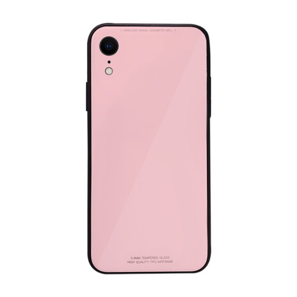 iPhone XR Slim TPU Fashion Case with 9H Tempered Glass Back - Pink Color - Gorilla Gadgets
