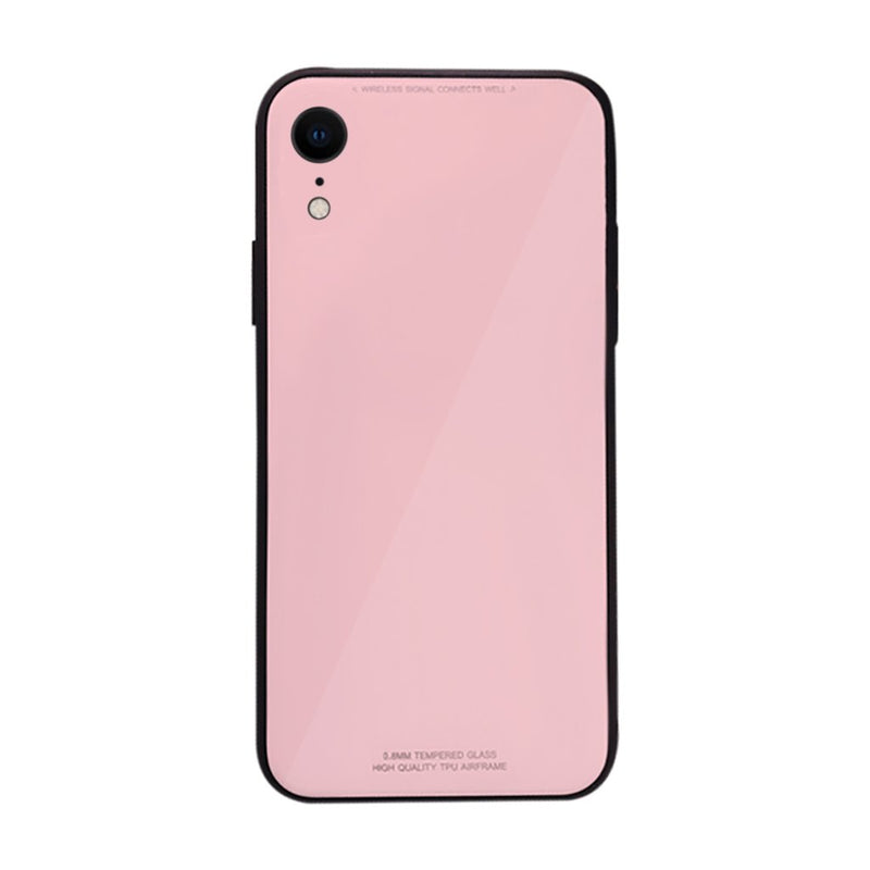 iPhone XR Slim TPU Fashion Case with 9H Tempered Glass Back - Pink Color - Gorilla Gadgets