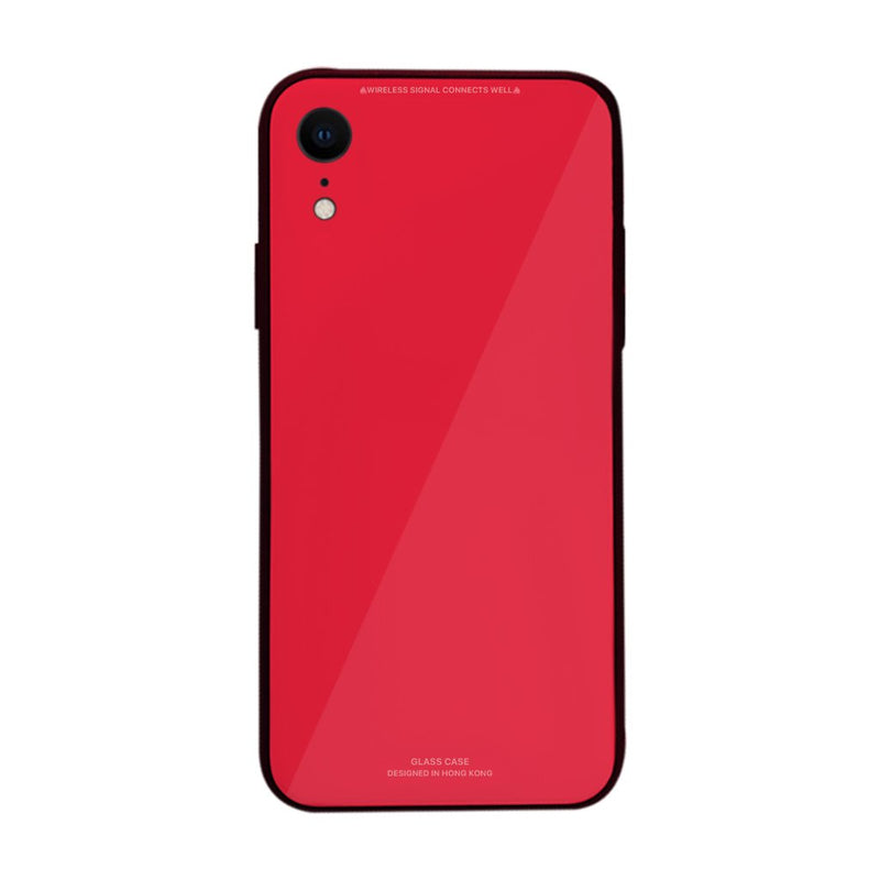 iPhone XR Slim TPU Fashion Case with 9H Tempered Glass Back - Red Color - Gorilla Gadgets