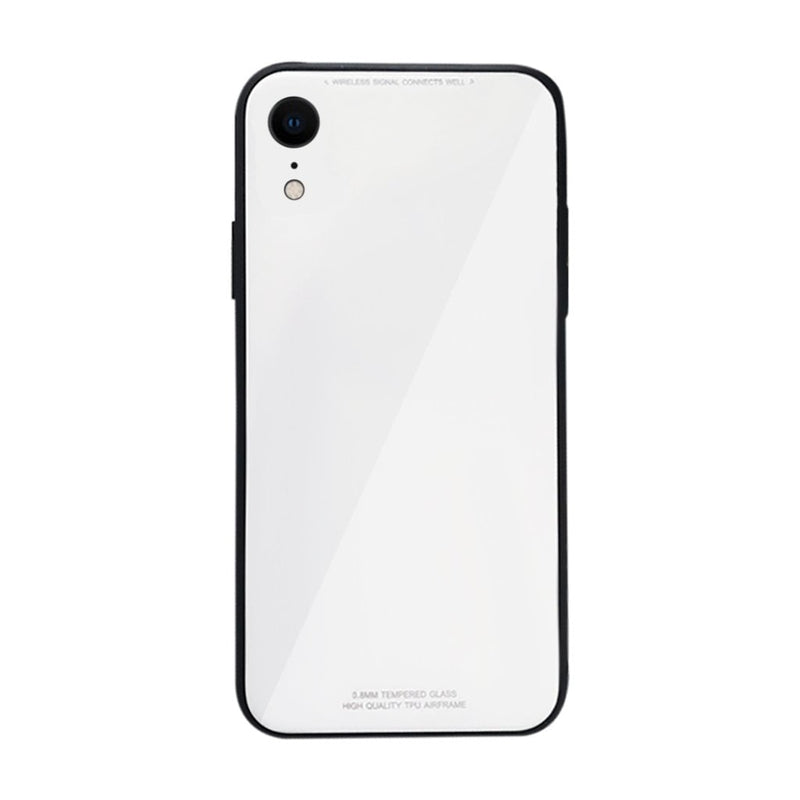 iPhone XR Slim TPU Fashion Case with 9H Tempered Glass Back - White Color- Gorilla Gadgets