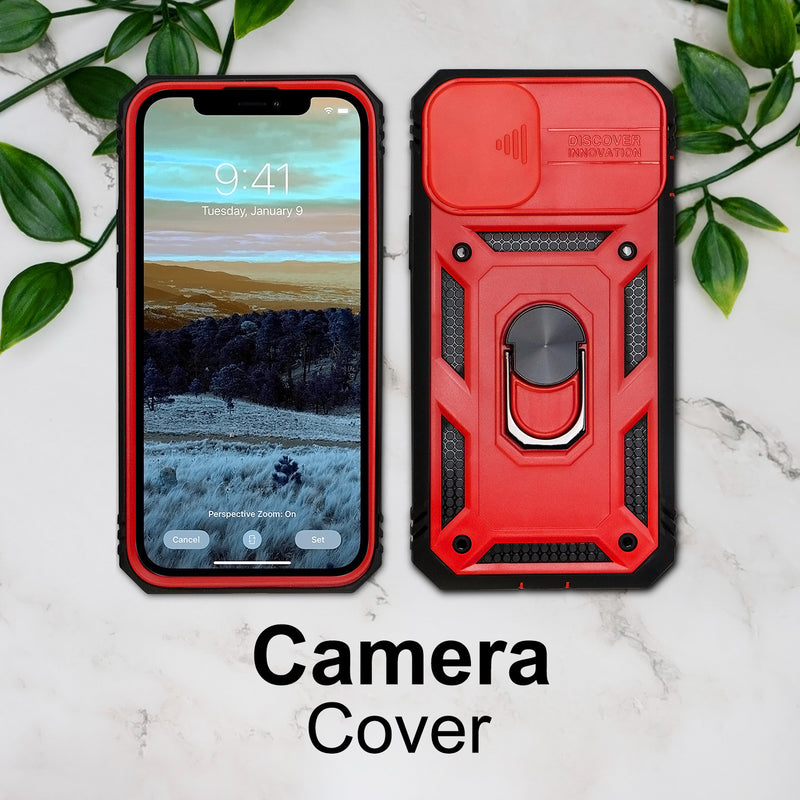 iPhone 12 Case - Heavy-Duty, Ring Holder, Camera Cover, Card Slot