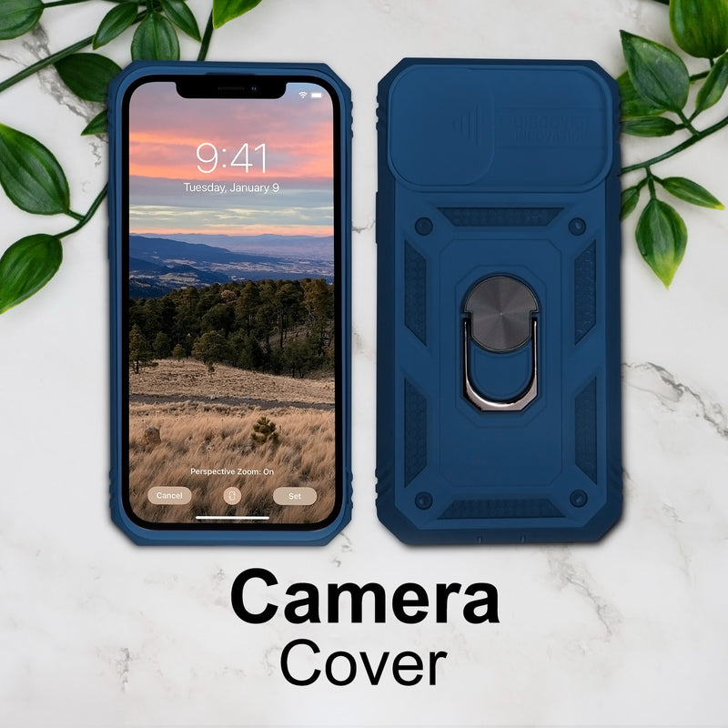 iPhone 13 Case - Heavy-Duty, Ring Holder, Camera Cover