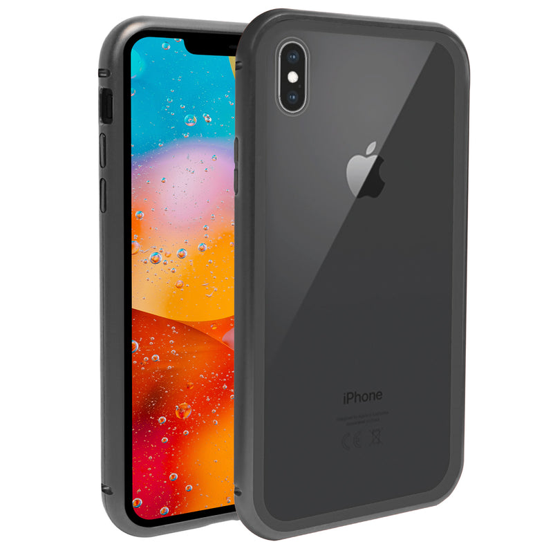 iPhone XS Max Case -  Magnetic Frame, Tempered Glass Back