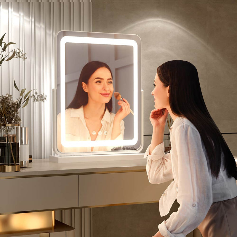 Primetek Makeup Vanity Mirror - Adjustable Tilt, 3 LED Color Modes, Vertical