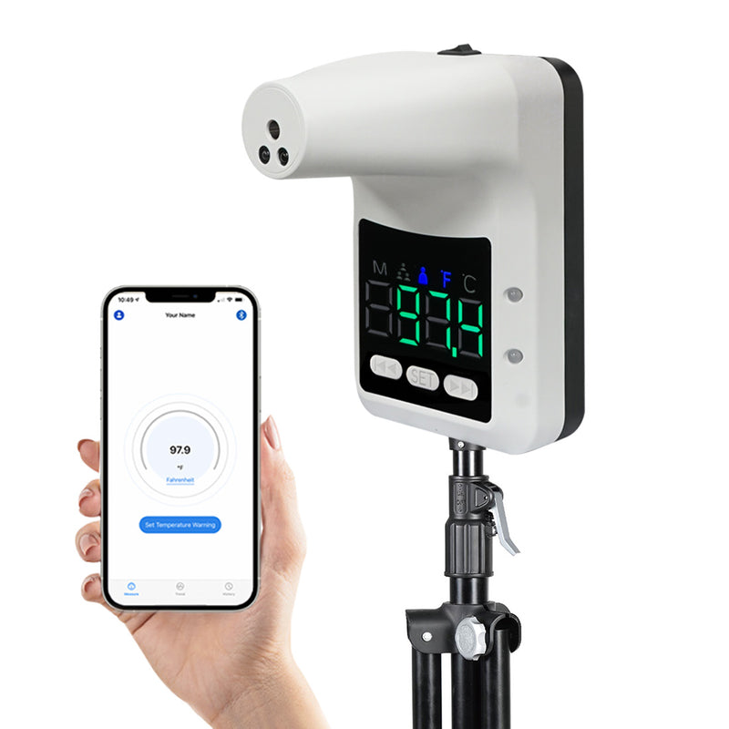 Wall-Mounted Body Thermometer with Bluetooth iOS App & Tripod Holder