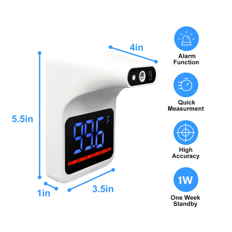 Wall-Mounted Body Thermometer with Bluetooth iOS App & Tripod Holder,  Non-Contact Digital Forehead Fever Detection with Alarm for Schools,  Offices